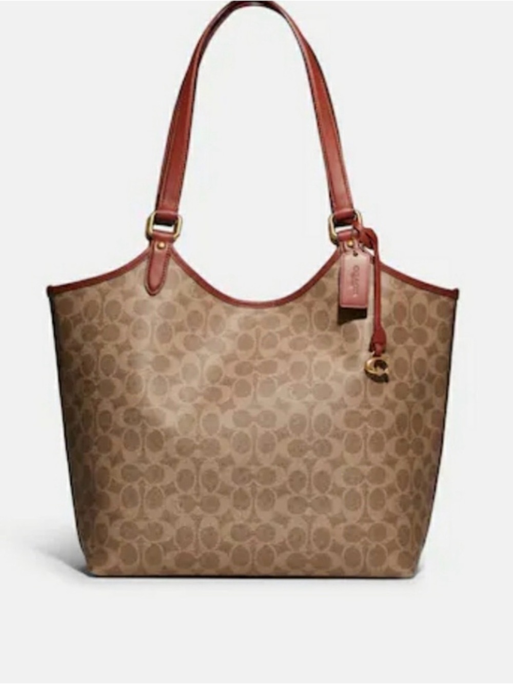 Coach Signature Tote in Brown with Tan Trim